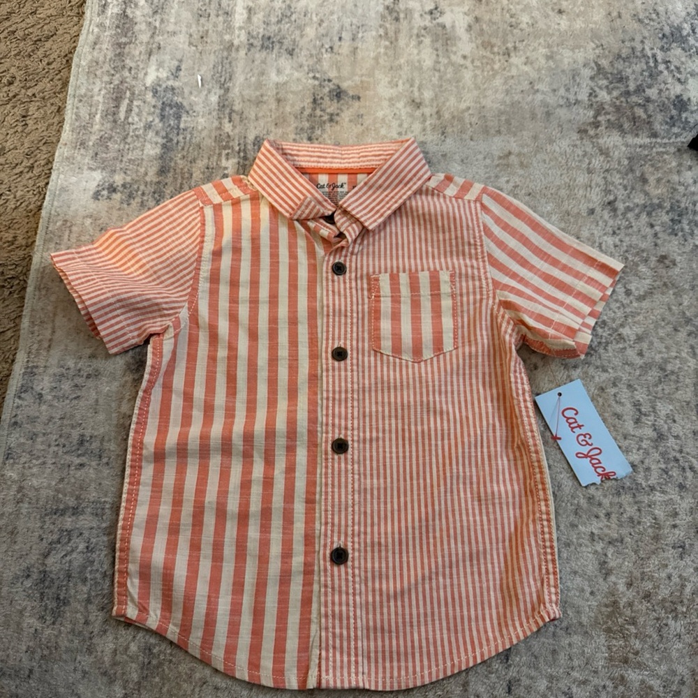 Cat & Jack Kids Shirt with Orange and White Stripes